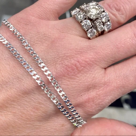 925 Sterling Silver Curb Link Cuban Chain Necklace - Picture 3 of 12